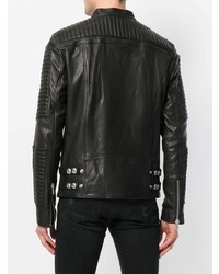 schwarze Leder Bikerjacke von Pierre Balmain