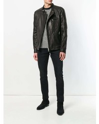 schwarze Leder Bikerjacke von Pierre Balmain