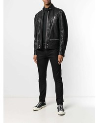 schwarze Leder Bikerjacke von Diesel