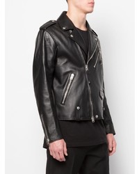 schwarze Leder Bikerjacke von Coach