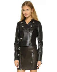 schwarze Leder Bikerjacke von Versus