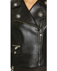 schwarze Leder Bikerjacke von Versus