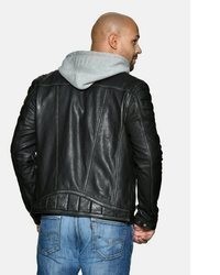 schwarze Leder Bikerjacke von Mustang