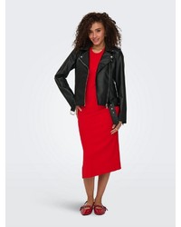 schwarze Leder Bikerjacke von Only