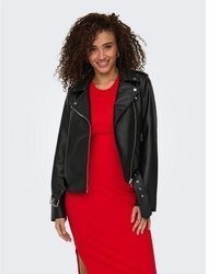 schwarze Leder Bikerjacke von Only
