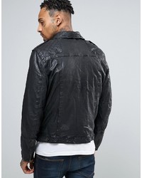 schwarze Leder Bikerjacke von Pepe Jeans