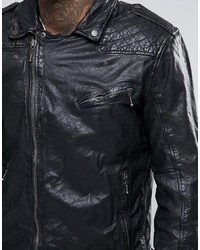 schwarze Leder Bikerjacke von Pepe Jeans