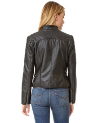 schwarze Leder Bikerjacke von BB Dakota