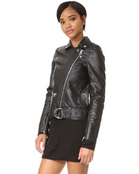 schwarze Leder Bikerjacke von Cheap Monday