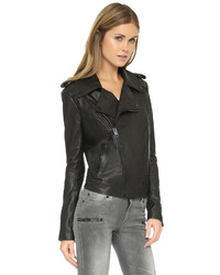 schwarze Leder Bikerjacke von Superfine