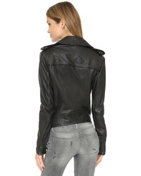 schwarze Leder Bikerjacke von Superfine