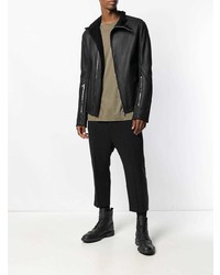 schwarze Leder Bikerjacke von Rick Owens