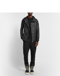 schwarze Leder Bikerjacke von Rick Owens