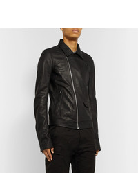 schwarze Leder Bikerjacke von Rick Owens