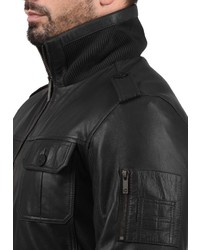 schwarze Leder Bikerjacke von Solid