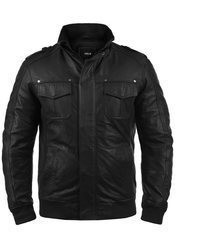 schwarze Leder Bikerjacke von Solid