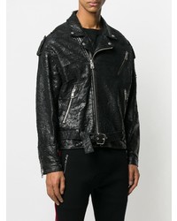 schwarze Leder Bikerjacke von Represent