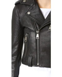 schwarze Leder Bikerjacke