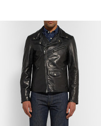 schwarze Leder Bikerjacke von Club Monaco