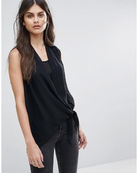 schwarze Leder Bluse von AllSaints