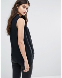 schwarze Leder Bluse von AllSaints