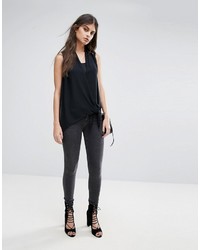 schwarze Leder Bluse von AllSaints