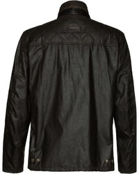 schwarze Leder Bomberjacke von Barbour