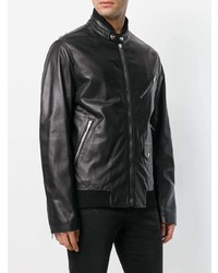 schwarze Leder Bomberjacke von Moschino