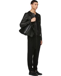 schwarze Leder Bomberjacke von Alexander McQueen