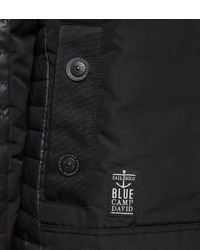 schwarze Leder Bomberjacke von Camp David