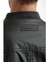 schwarze Leder Bomberjacke von Crosshatch