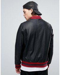 schwarze Leder Bomberjacke von Asos