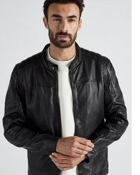 schwarze Leder Bomberjacke von JCC