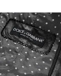schwarze Leder Bomberjacke von Dolce & Gabbana