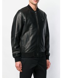 schwarze Leder Bomberjacke von Billionaire