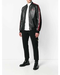 schwarze Leder Bomberjacke von Philipp Plein