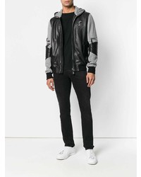 schwarze Leder Bomberjacke von Philipp Plein