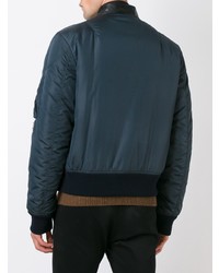 schwarze Leder Bomberjacke von Dolce & Gabbana