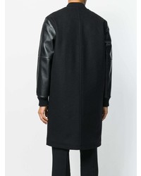 schwarze Leder Bomberjacke von Raf Simons