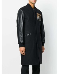 schwarze Leder Bomberjacke von Raf Simons