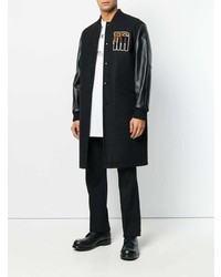 schwarze Leder Bomberjacke von Raf Simons