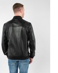 schwarze Leder Bomberjacke von Mauritius