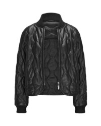 schwarze Leder Bomberjacke von Milestone