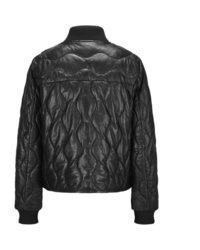 schwarze Leder Bomberjacke von Milestone