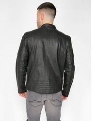 schwarze Leder Bomberjacke von Mustang