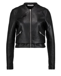 schwarze Leder Bomberjacke von Noisy May