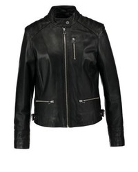 schwarze Leder Bomberjacke von Oakwood