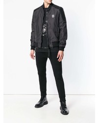 schwarze Leder Bomberjacke von Frankie Morello