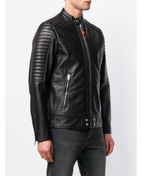 schwarze Leder Bomberjacke von Diesel