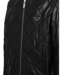 schwarze Leder Bomberjacke von Philipp Plein